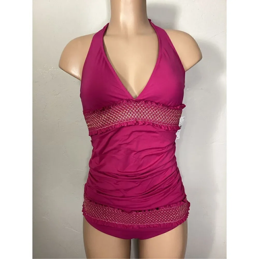 New. Bleu Rod Beattie rouge smocked tankini set Size 8. Retails $161
